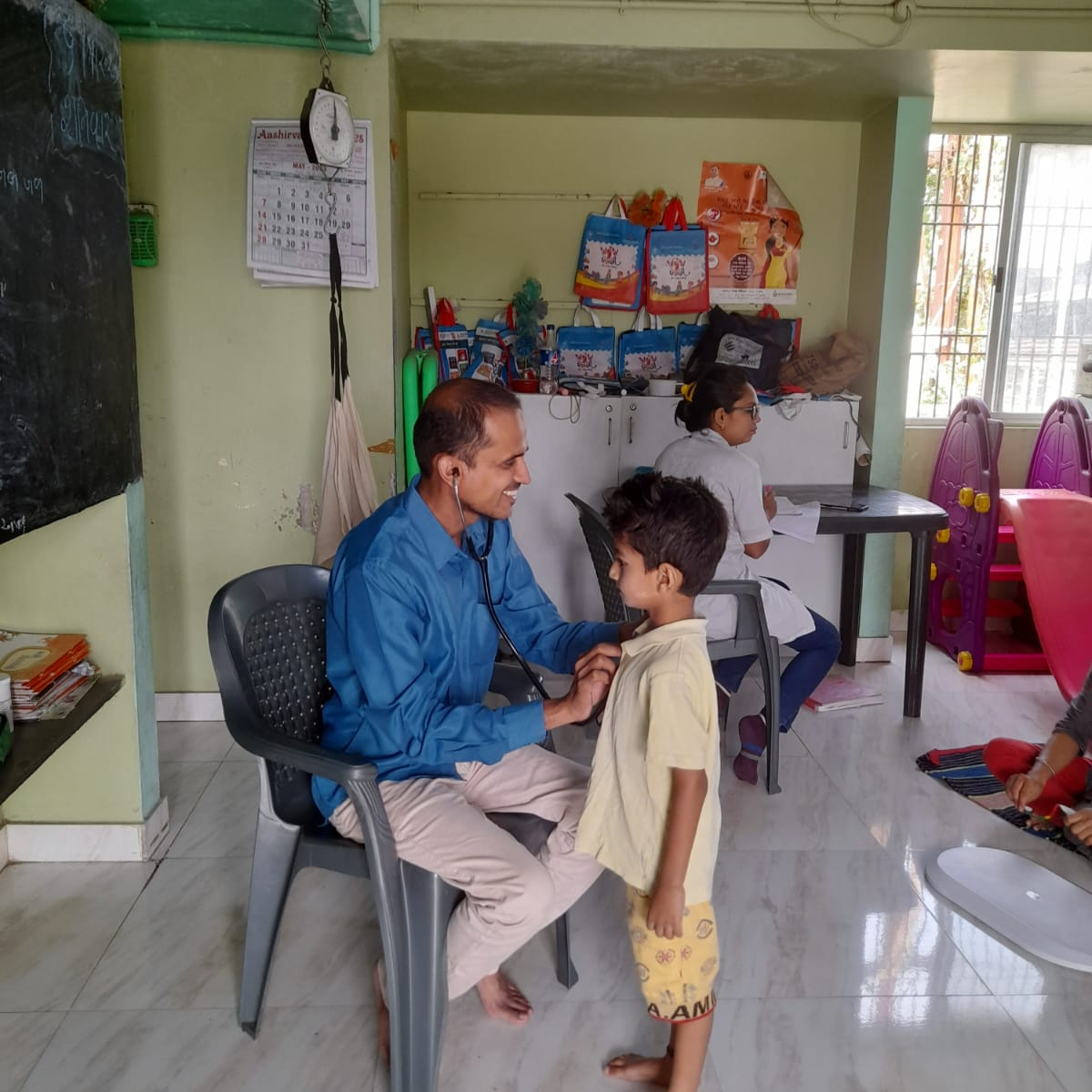 Anganwadi children health screening for malnourishment have been going on at all Anganwadi via Health Team, VMC